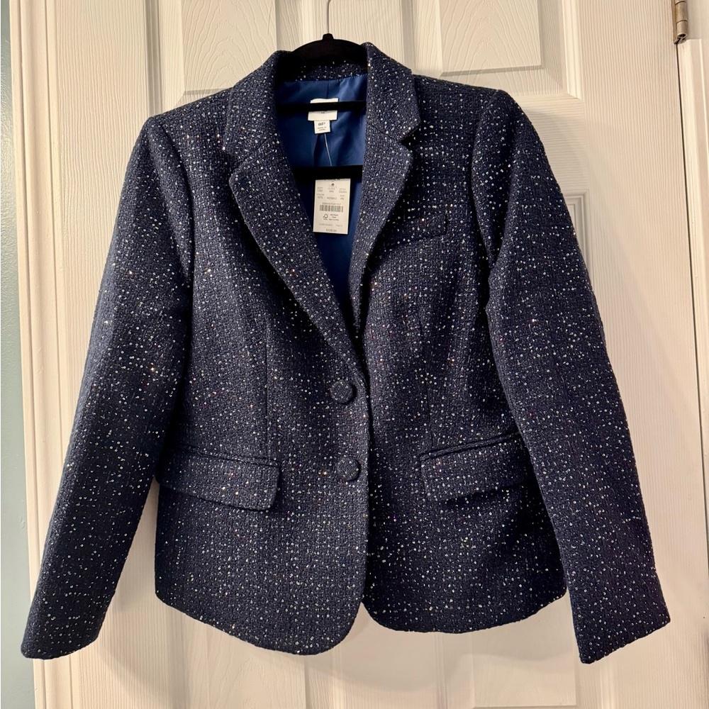 J. Crew Blue Tailored Blazer with Notched Lapels